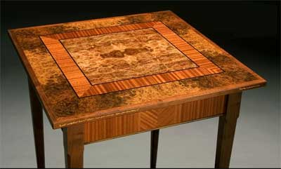 366TWCarpathianElmBurlAndWalnutBurlEndTable