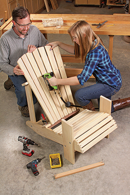 Fitting back slats to Adirondack chair with nail gun