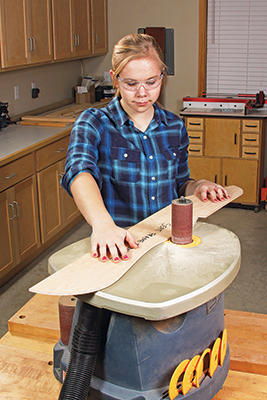 Sanding chair arm template to size