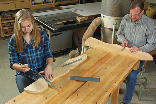 Smoothing corners on chair parts with file