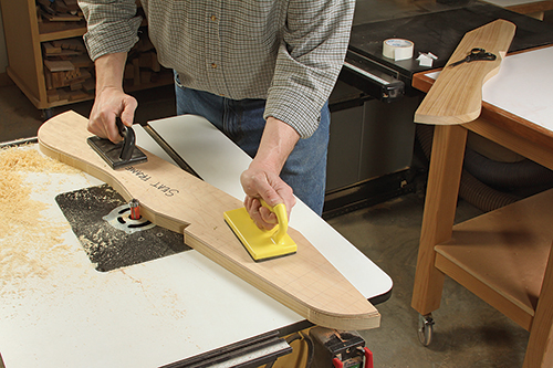 Cutting Adirondack chair part to template with router