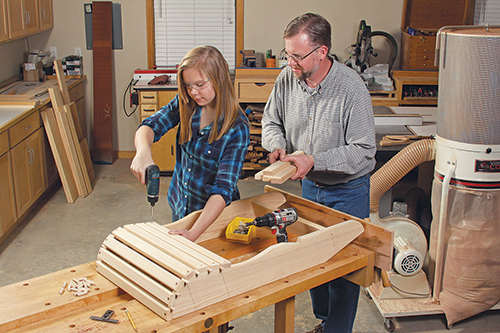 Installing slats for Adirondack chair seat