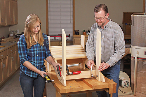 Fitting back leg to Adirondack chair with bolts