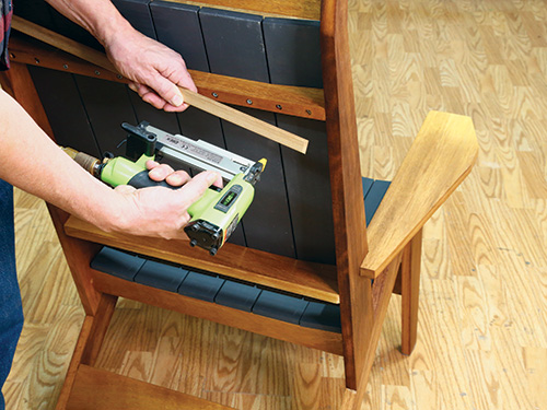 Masking screw holes with veneer strip