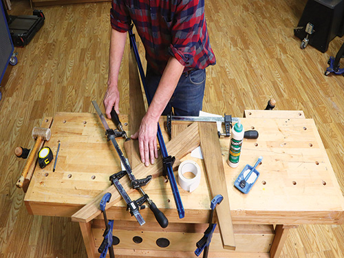 Gluing up Adirondack chair side assemblies