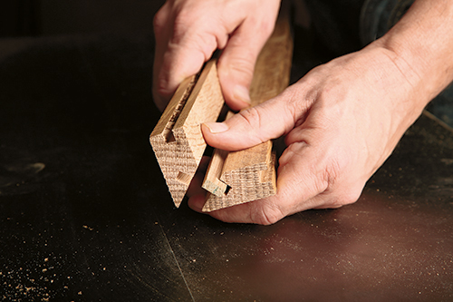 Dry fitting leg joint for nightstand project