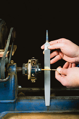 Filing ferrules to size for bamboo rod