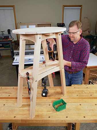Installing shelf between Adirondack table legs