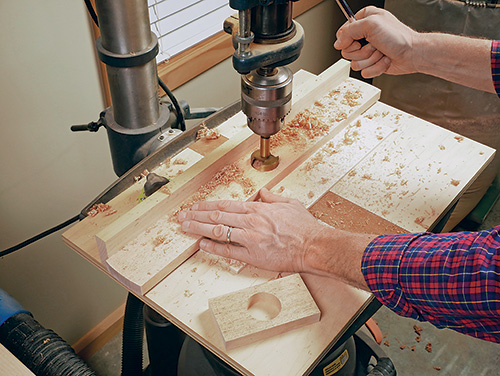 Drilling out umbrella hole with Forstner bit