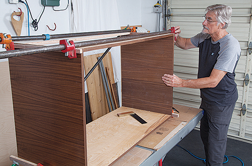 Gluing up exterior carcass of bathroom vanity