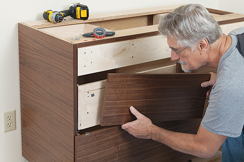 Attaching drawerfronts to bathroom vanity