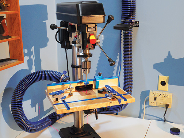 Drill press support with T-tracks