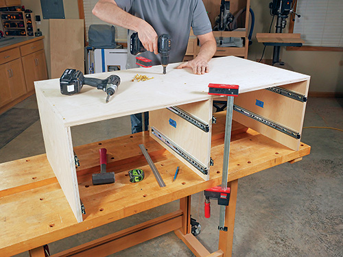 Assembling tool cart cabinetry