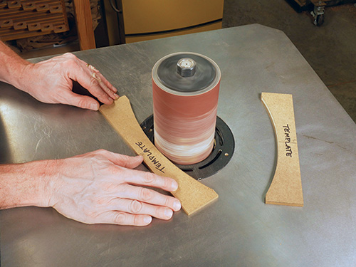 Sanding down edges for arch templates