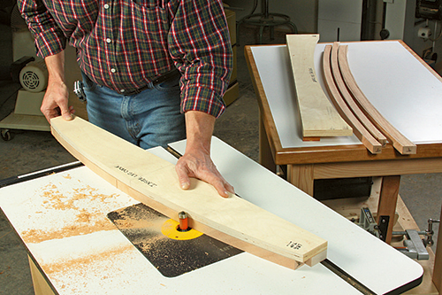 Cutting curved legs with template and router table