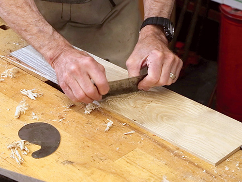 Using freshly burnished card scraper