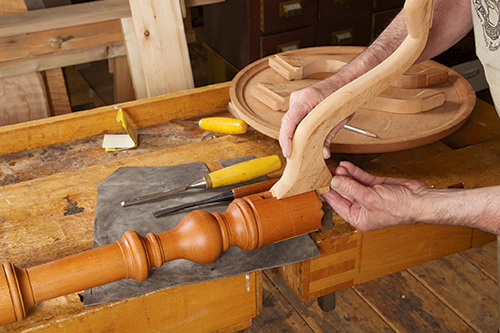 Test fitting legs into candlestand stem