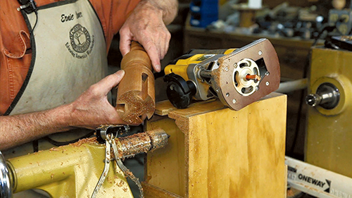 Routed dovetail joinery in turned table leg joint