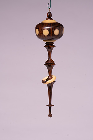 Turned tagua nut ornament with ring