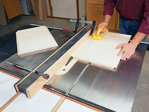 Using dado blade in table saw to cut rabbets for coffee table