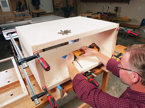 Clamping and installing coffee table face frames