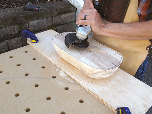 Beginning interior cuts on bowl blank