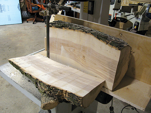 Ash blank sawed in half