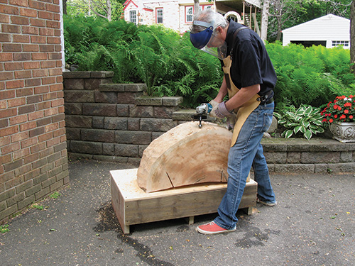 Adding bark-like texture to side of cottonwood table