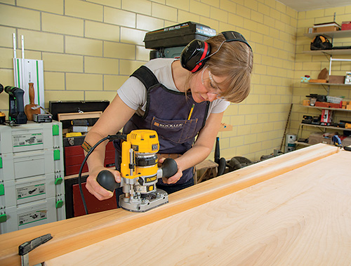 Smoothing cedar leg edges with router