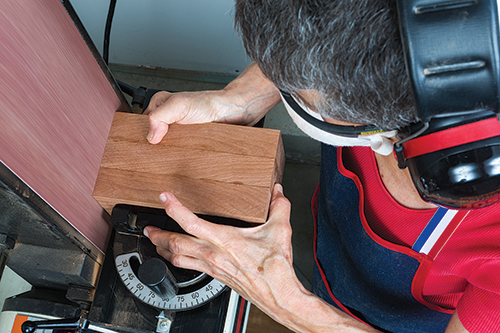 Using belt sander to smooth box side
