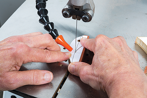 Cutting drawer pull with scroll saw