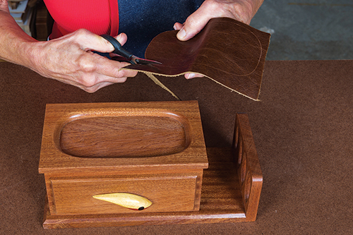 Cutting leather for caddy box top