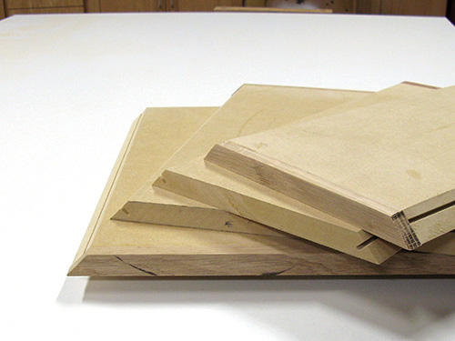 Stacked MDF cabinet panels