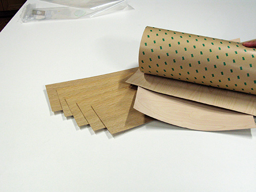 Samples of birch and oak veneers