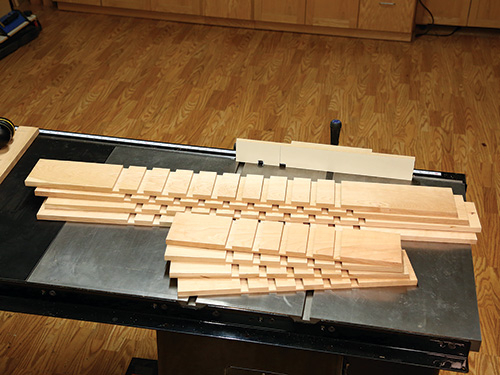 Multiple boards with slat installation notches cut in them