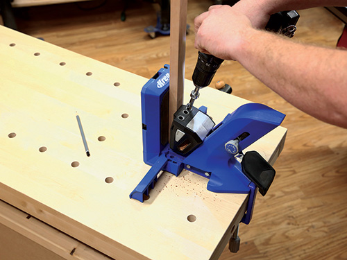 Drilling pocket hole in kennel rail