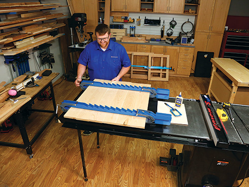 Gluing up parts for dog kennel top panel