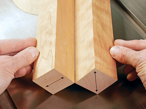 Marking directions on cabinet leg stock