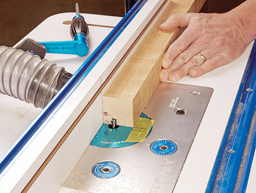 Routing installation grooves into cabinet legs