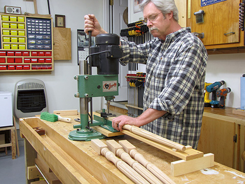 Cutting joinery for table legs using mortising machine