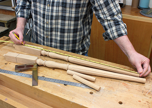 Preparing table legs for installation onto Civil War table