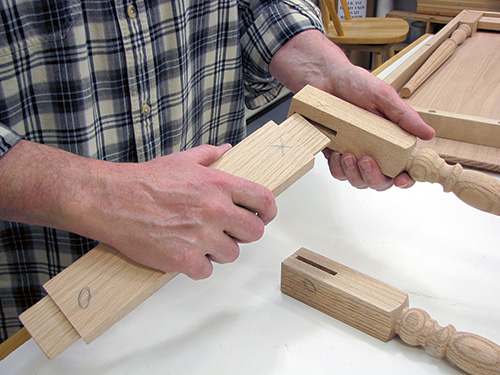 Test fitting Civil War table mortise and tenon joint