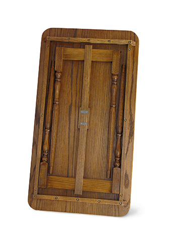 Civil War-style table folded up for storage