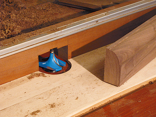 Close-up of roundover bit