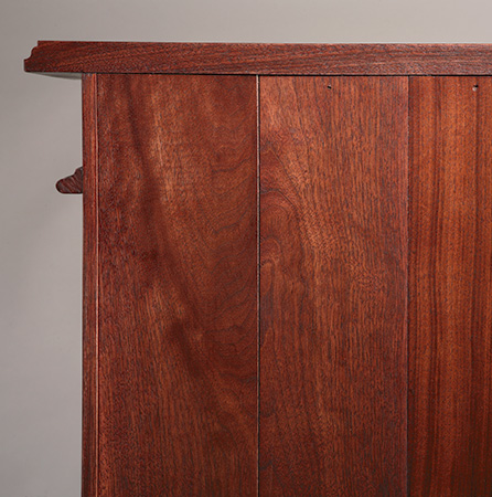 Shiplapped back slats for walnut bookcase