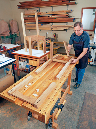 Test fitting cloud dining chair leg assemblies