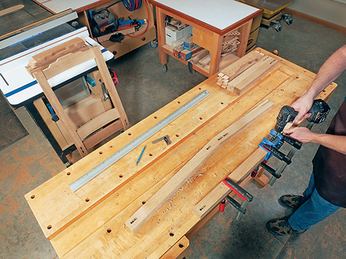Adding Beadlock joint holes for cloud chair back rails in back leg blanks
