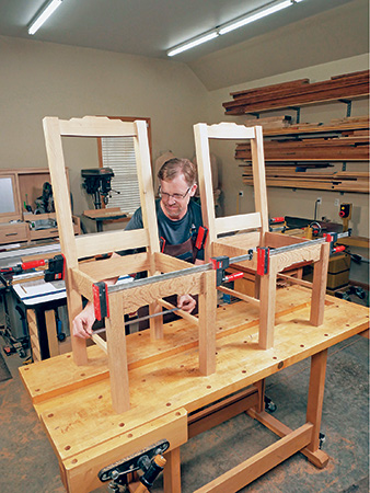 Test fitting and measuring bottom rails in cloud lift dining chair