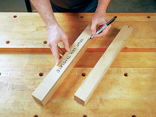 Marking template for cutting front legs of cloud lift dining chair
