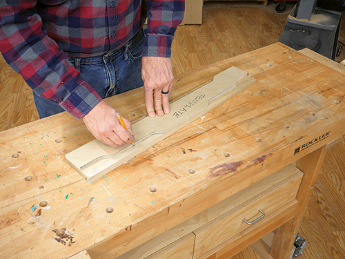 Tracing template shape onto apron stock